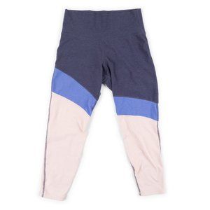 OLD NAVY ACTIVE GoDry navy blue pink color block athletic crop leggings size L